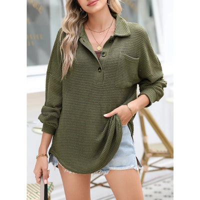 Azüria Oversized Waffle Henley