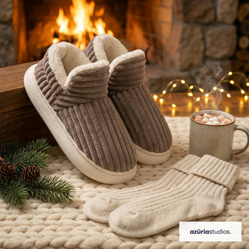 Fireside Slippers – Corduroy Sherpa Slippers