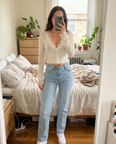 Juliette Lace Trim Cropped Cardigan
