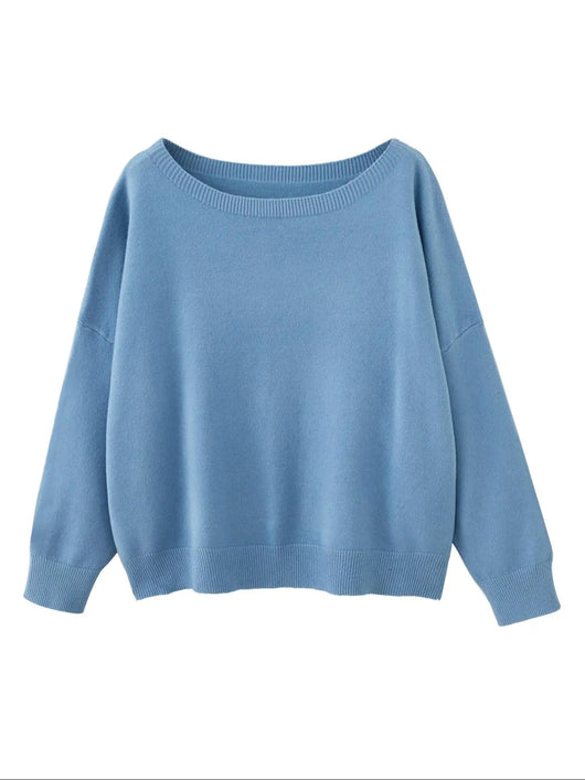 Azüria Drop Shoulder Scoop Neck Sweater