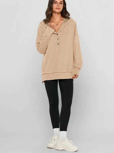Azüria Oversized Quarter-Button Pullover
