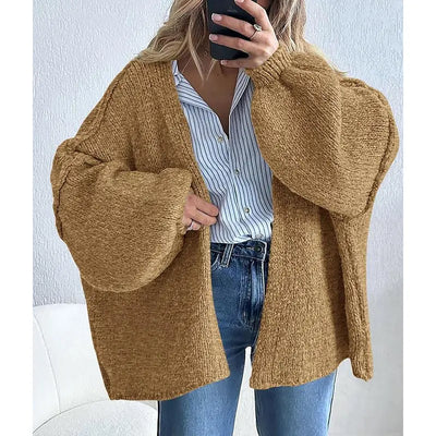 PrettyGarden Women's Oversized Cardigan Sweater Fall Long Lantern Sleeve Knit Open Front Lightweight Sweater Knitwear Tops#DealsForYouDays