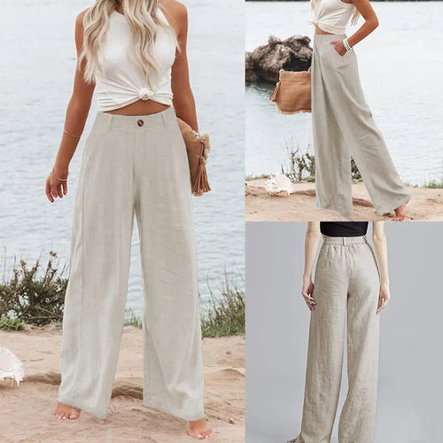 Azüria Cotton Linen Wide Leg Pants