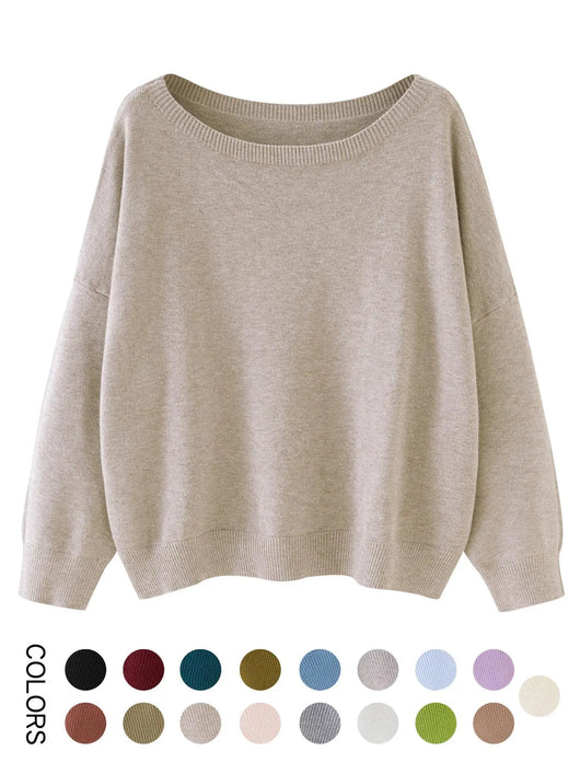 Azüria Drop Shoulder Scoop Neck Sweater