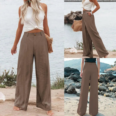 Azüria Cotton Linen Wide Leg Pants