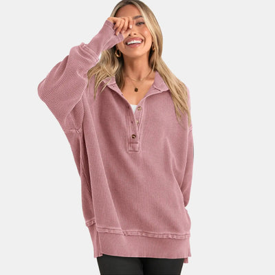 Azüria Oversized Quarter-Button Pullover