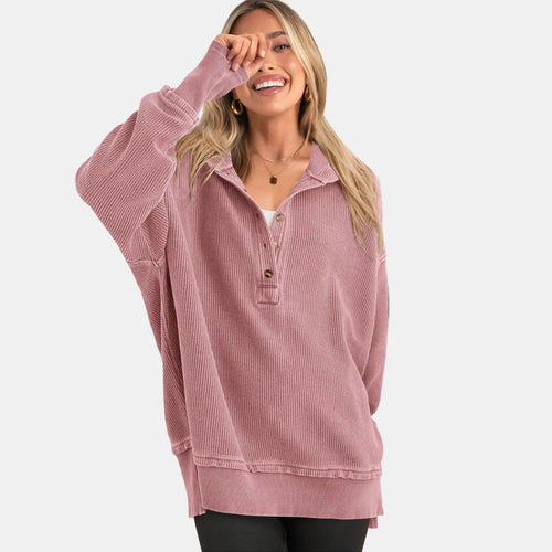 Azüria Oversized Quarter-Button Pullover