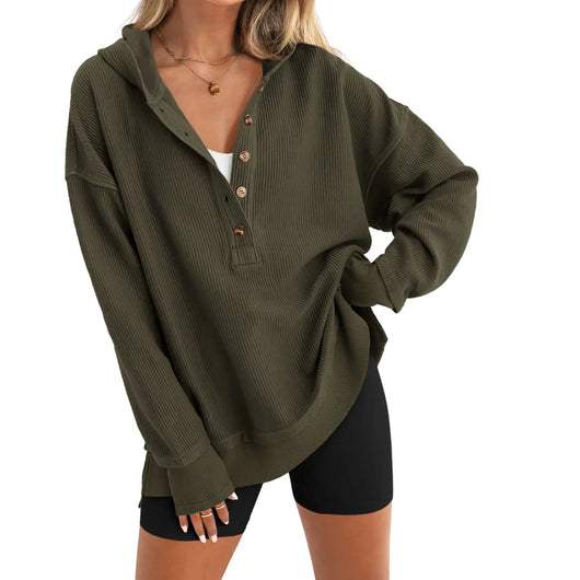 Azüria Oversized Quarter-Button Pullover