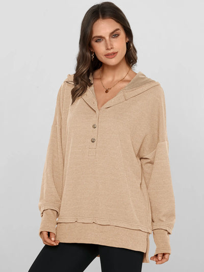 Azüria Oversized Quarter-Button Pullover