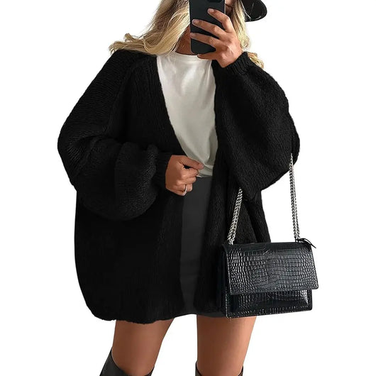 PrettyGarden Women's Oversized Cardigan Sweater Fall Long Lantern Sleeve Knit Open Front Lightweight Sweater Knitwear Tops#DealsForYouDays