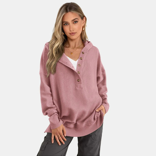 Azüria Oversized Quarter-Button Pullover