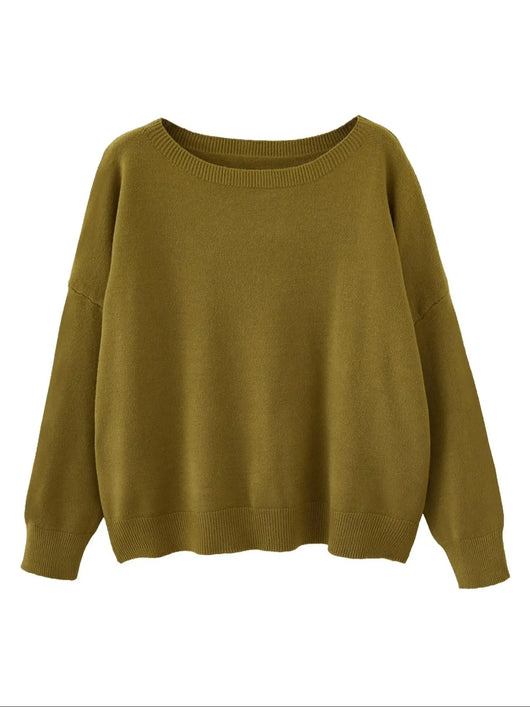 Azüria Drop Shoulder Scoop Neck Sweater