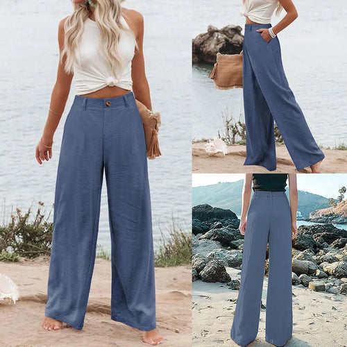 Azüria Cotton Linen Wide Leg Pants