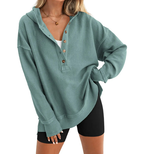 Azüria Oversized Quarter-Button Pullover