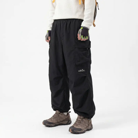 Black lightweight hiking cargo pants