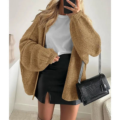 PrettyGarden Women's Oversized Cardigan Sweater Fall Long Lantern Sleeve Knit Open Front Lightweight Sweater Knitwear Tops#DealsForYouDays