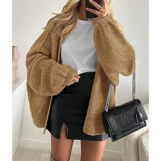PrettyGarden Women's Oversized Cardigan Sweater Fall Long Lantern Sleeve Knit Open Front Lightweight Sweater Knitwear Tops#DealsForYouDays