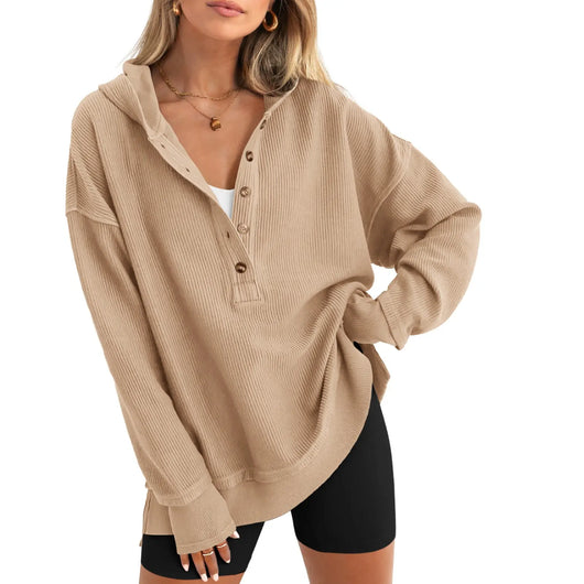 Azüria Oversized Quarter-Button Pullover