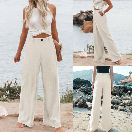 Azüria Cotton Linen Wide Leg Pants