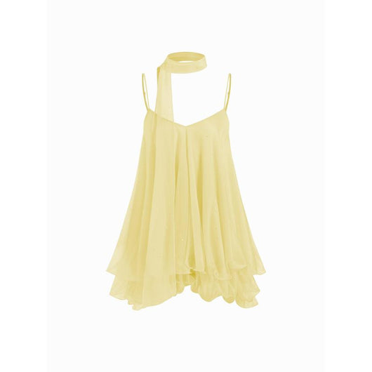 Starlit ruffle mini dress and matching scarf — Light Yellow