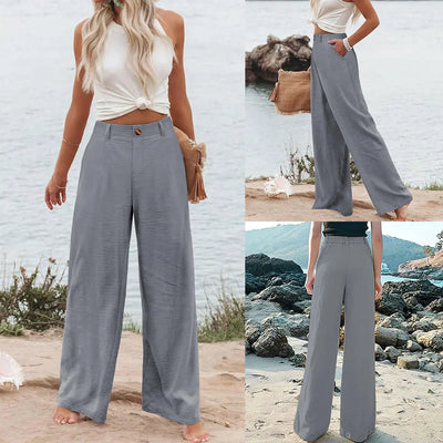 Azüria Cotton Linen Wide Leg Pants