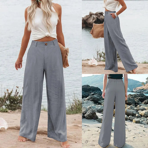 Azüria Cotton Linen Wide Leg Pants