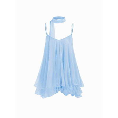 Starlit ruffle mini dress and matching scarf — Baby Blue