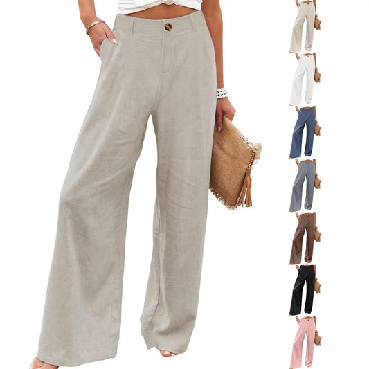Azüria Cotton Linen Wide Leg Pants