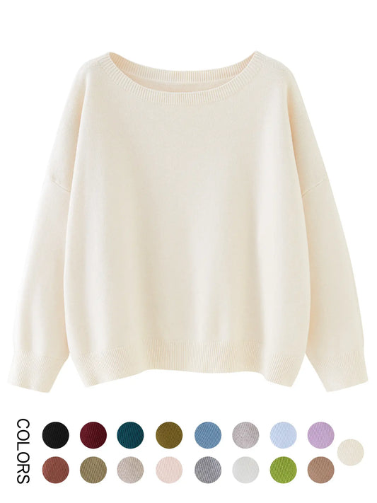 Azüria Drop Shoulder Scoop Neck Sweater