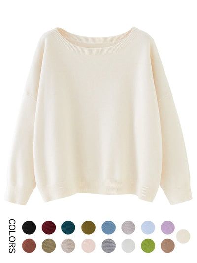 Azüria Drop Shoulder Scoop Neck Sweater
