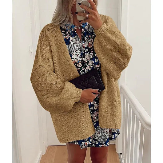 PrettyGarden Women's Oversized Cardigan Sweater Fall Long Lantern Sleeve Knit Open Front Lightweight Sweater Knitwear Tops#DealsForYouDays