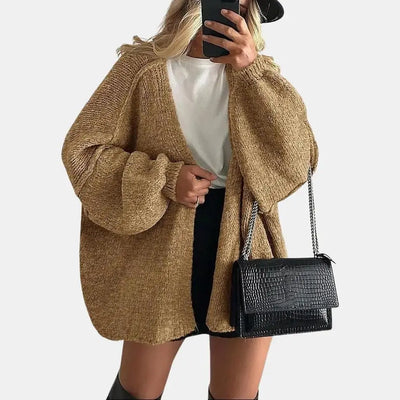 PrettyGarden Women's Oversized Cardigan Sweater Fall Long Lantern Sleeve Knit Open Front Lightweight Sweater Knitwear Tops#DealsForYouDays