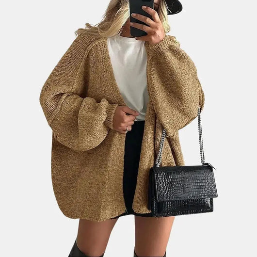 PrettyGarden Women's Oversized Cardigan Sweater Fall Long Lantern Sleeve Knit Open Front Lightweight Sweater Knitwear Tops#DealsForYouDays