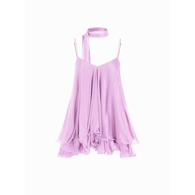 Starlit ruffle mini dress and matching scarf — Violet