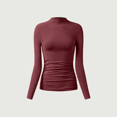 Azüria Thermal Ruched Mockneck Top