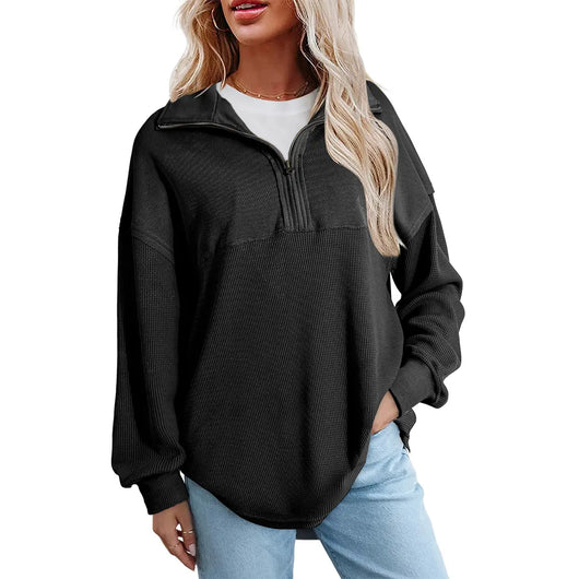 Azüria Half-Zip Waffle Pullover