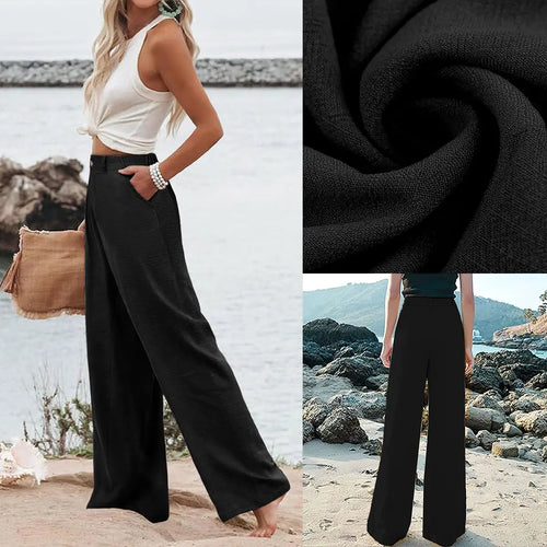 Azüria Cotton Linen Wide Leg Pants