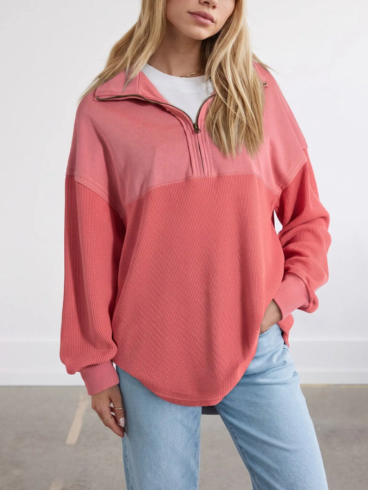Azüria Half-Zip Waffle Pullover