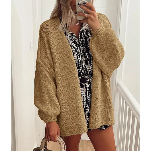 PrettyGarden Women's Oversized Cardigan Sweater Fall Long Lantern Sleeve Knit Open Front Lightweight Sweater Knitwear Tops#DealsForYouDays