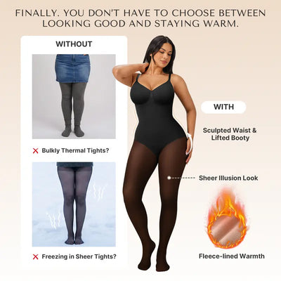 Women’s Tummy Control Fleece-Lined Sheer Tights