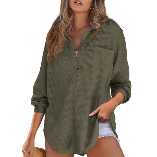 Azüria Oversized Waffle Henley