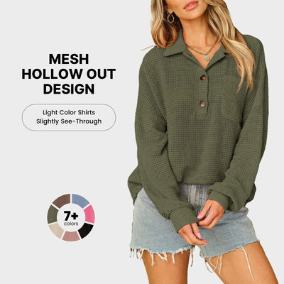Azüria Oversized Waffle Henley