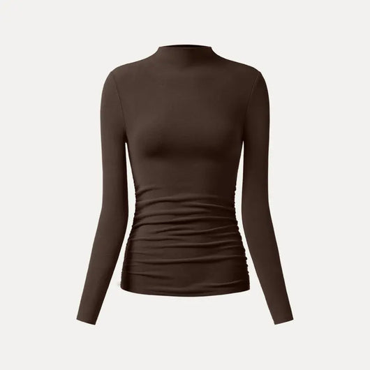 Azüria Thermal Ruched Mockneck Top