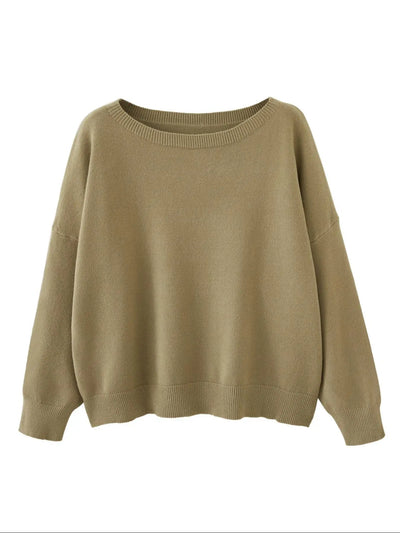 Azüria Drop Shoulder Scoop Neck Sweater