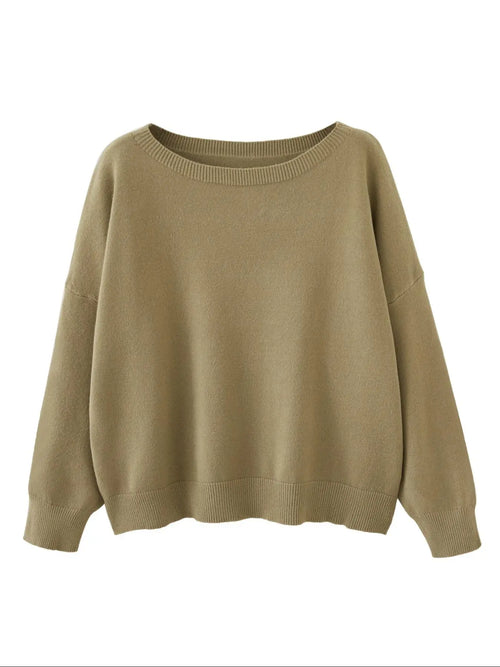 Azüria Drop Shoulder Scoop Neck Sweater
