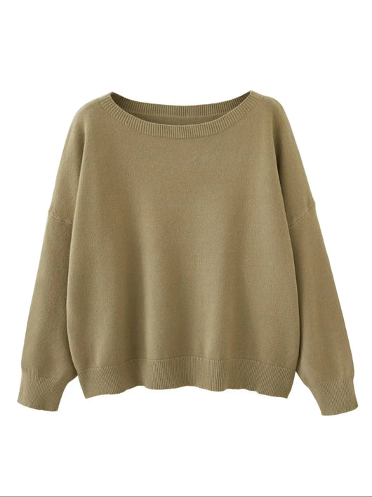 Azüria Drop Shoulder Scoop Neck Sweater