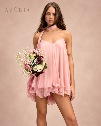 Azüria Starlit - Ruffle Mini Dress + Scarf