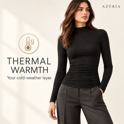 Azüria Thermal Ruched Mockneck Top