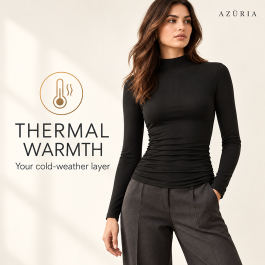 Azüria Thermal Ruched Mockneck Top