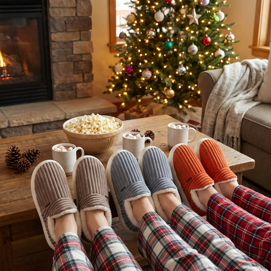 Family movie night in Fireside Slippers